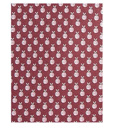 Shop Ferragamo Ladybird Print Silk Tie In Plum