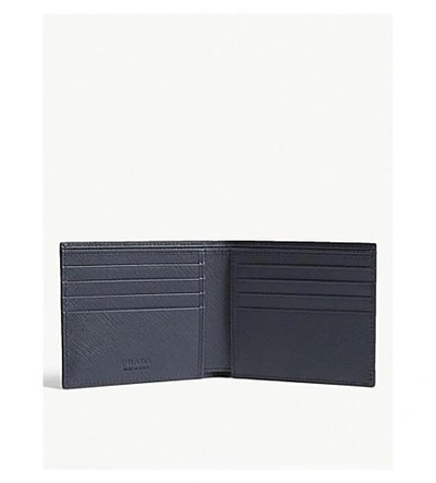 Shop Prada Saffiano Leather Billfold Wallet In Baltic Blue