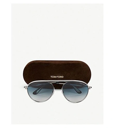 Shop Tom Ford Aviator-frame Sunglasses In Shiny Gumetal /blue