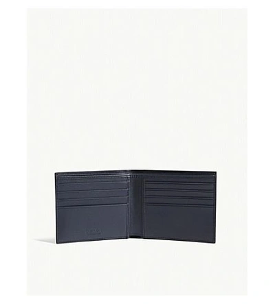 Shop Prada Saffiano Leather Billfold Wallet In Baltic Blue Yellow