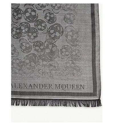 Shop Alexander Mcqueen Degenerating Skull Print Wool And Silk-blend Scarf In Anthracite Black