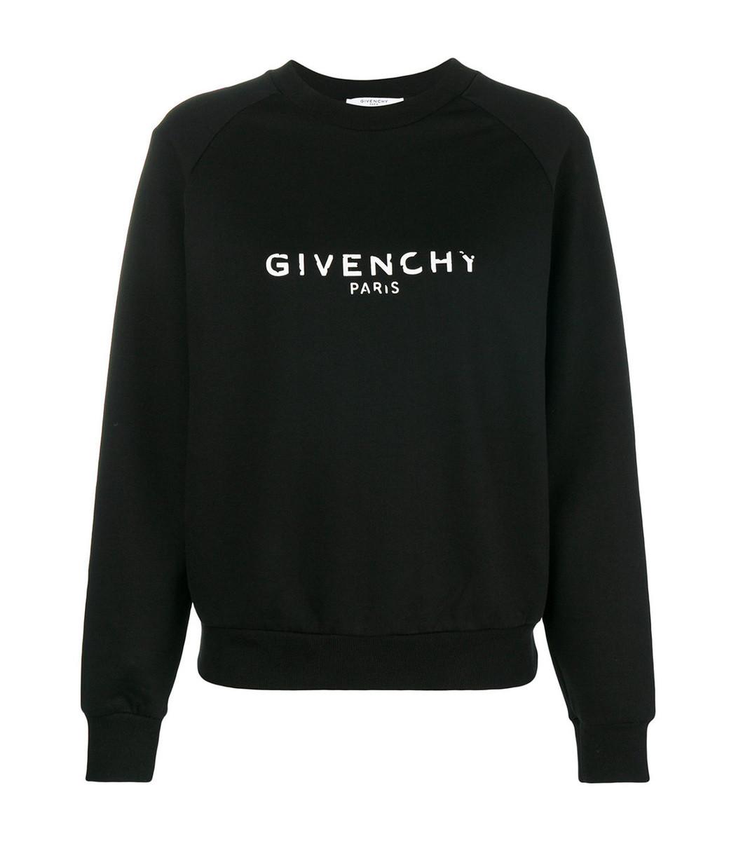 Givenchy Long-sleeve Crewneck Distressed Cotton Sweatshirt In Black ...