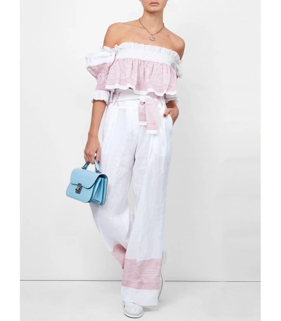 Shop Gül Hürgel High-waisted Wide Leg Trousers In White