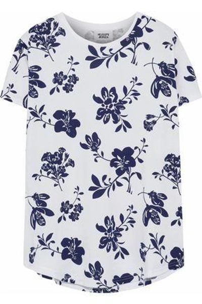 Shop Sleepy Jones Woman Floral-print Cotton-jersey Pajama Top White