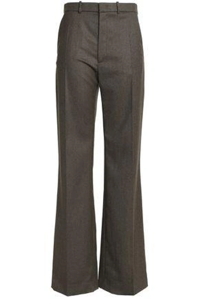 Shop Joseph Fergus Wool-blend Flannel Wide-leg Pants In Army Green