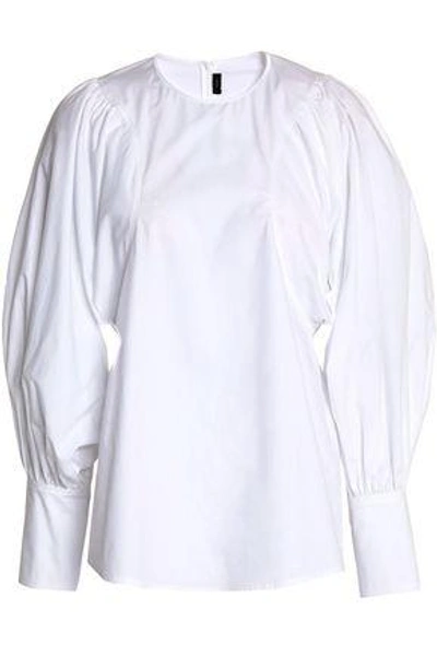 Shop Joseph Gathered Cotton-poplin Tunic In White