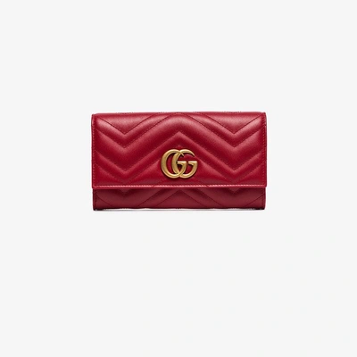 Shop Gucci Red Marmont Quilted Leather Wallet