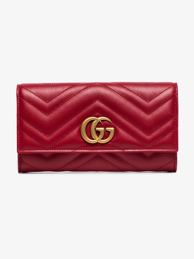 Shop Gucci Red Marmont Quilted Leather Wallet