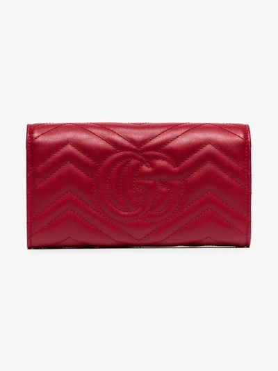 Shop Gucci Red Marmont Quilted Leather Wallet