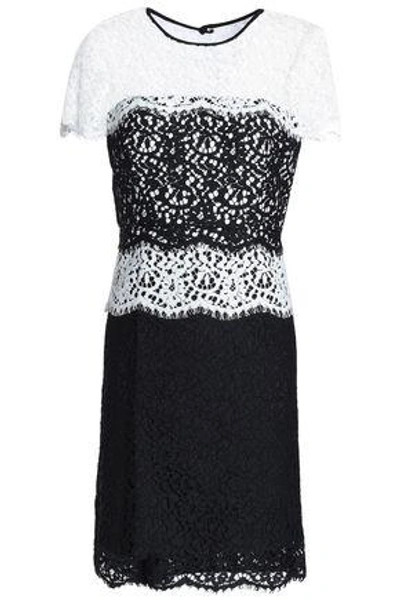 Shop Milly Woman Two-tone Corded Lace Mini Dress White
