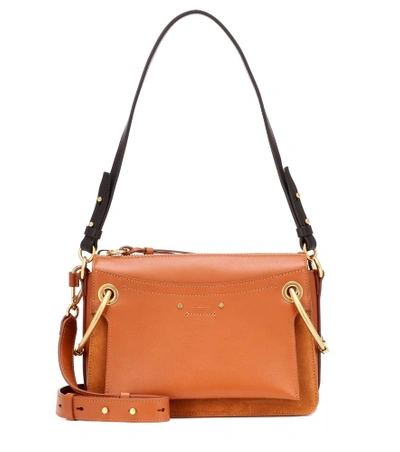 Shop Chloé Roy Small Leather Shoulder Bag In Brown