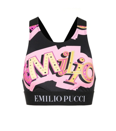 Shop Emilio Pucci Beach Printed Sports Bra In Multicoloured