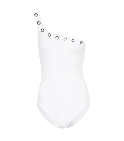 Shop Karla Colletto Viviana One-shoulder Swimsuit In White