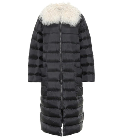 Shop Red Valentino Fur-trimmed Down Coat In Black