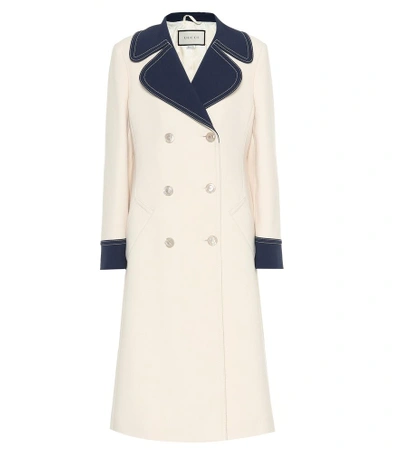 Shop Gucci Double-breasted Wool Coat In White