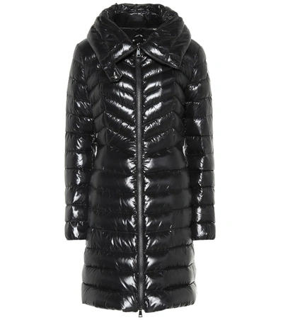 Shop Moncler Faucon Lacquered Down Coat In Black
