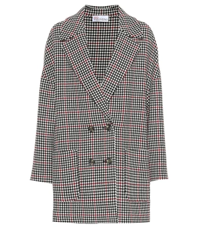 Shop Red Valentino Houndstooth Double-breasted Jacket In Black