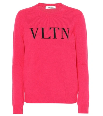 Shop Valentino Vltn Wool And Cashmere Sweater In Pink
