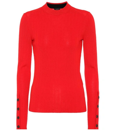 Shop Joseph Ribbed Wool Sweater In Red