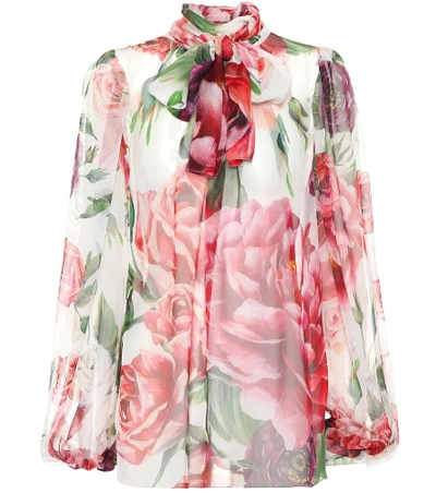 Shop Dolce & Gabbana Floral-printed Silk Blouse In Multicoloured