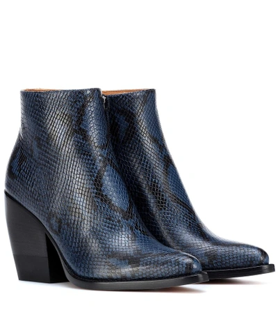 Shop Chloé Rylee Leather Ankle Boots In Blue
