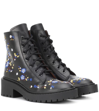 Shop Kenzo Pike Embroidered Leather Boots In Black