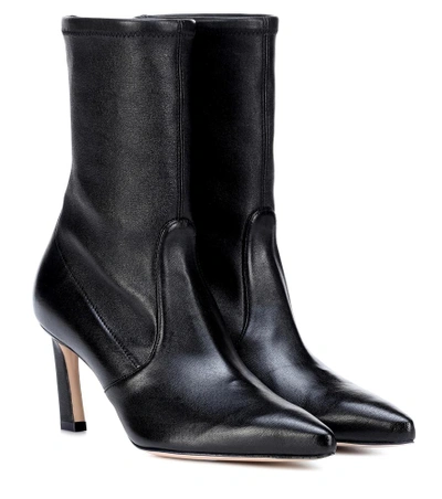 Shop Stuart Weitzman Rapture 75 Leather Ankle Boots In Black