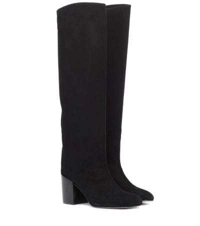 Shop Stuart Weitzman Tubo Suede Knee-high Boots In Black