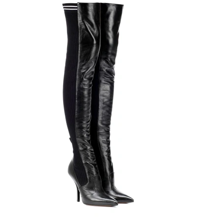 Shop Fendi Leather Over-the-knee Boots In Black