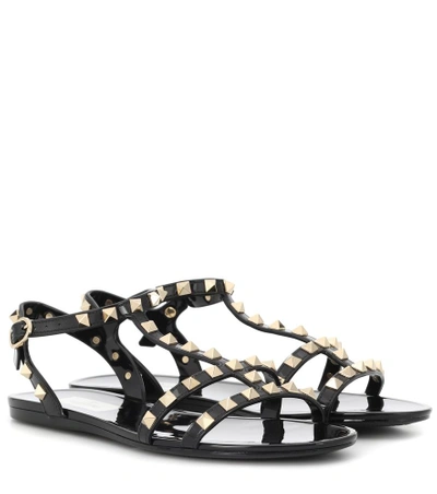 Valentino Rockstud Jelly Sandals In Black