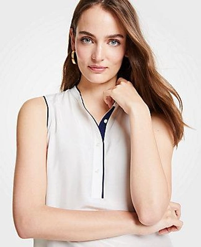 Shop Ann Taylor Tipped Shell In Winter White