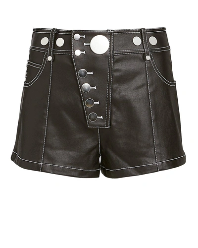 Shop Alexander Wang Snap Detail Coated Twill Shorts