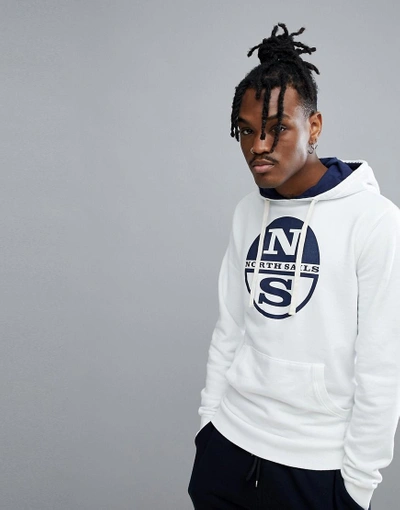 Shop North Sails Lowell Logo Hoodie In White - White