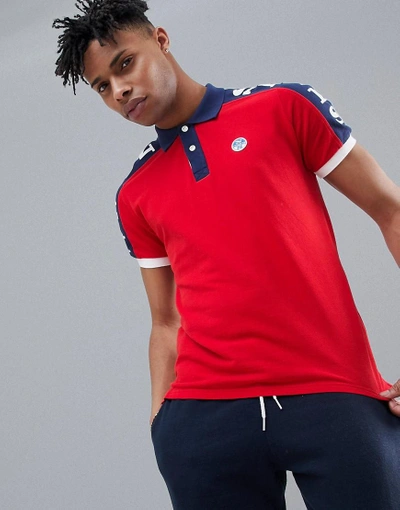 Shop North Sails Polo Shirt With Sleeve Print In Red - Red