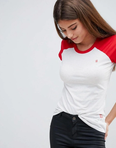 Shop G-star Contrast Sleeve Ringer T-shirt - White