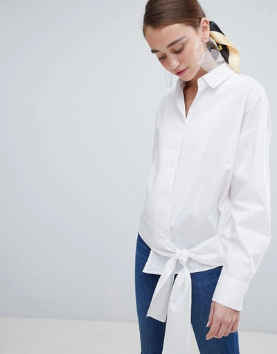 Shop New Look Tie Front Shirt - White
