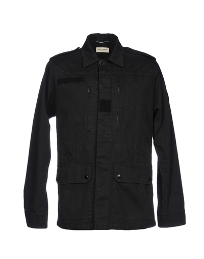 Shop Saint Laurent Man Jacket Black Size 40 Cotton, Ramie