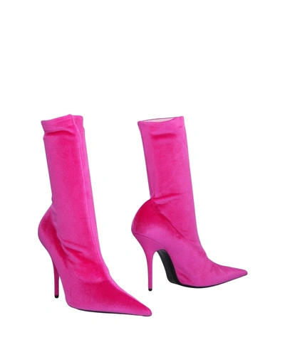 Shop Balenciaga Ankle Boots In Fuchsia
