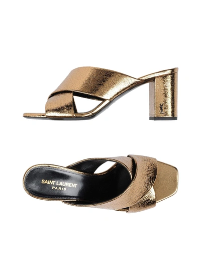 Shop Saint Laurent Sandals In Bronze
