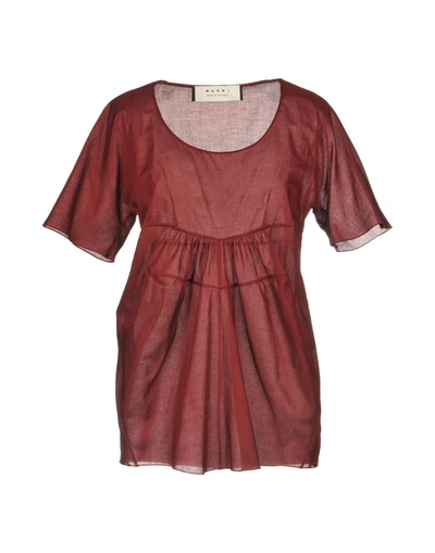 Shop Marni Woman Top Burgundy Size 4 Cotton In Red