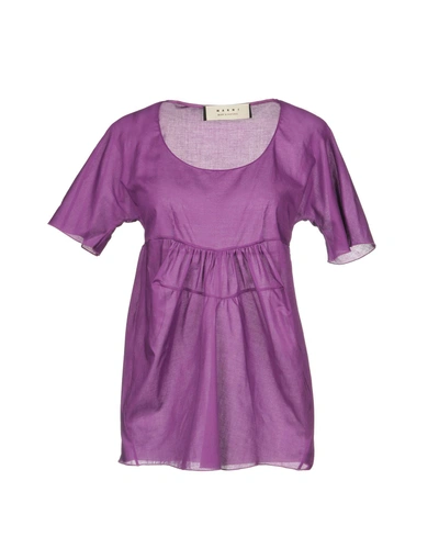 Shop Marni Woman Top Purple Size 4 Cotton