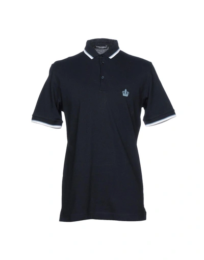 Shop Dolce & Gabbana Man Polo Shirt Midnight Blue Size 36 Cotton