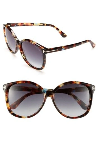 Shop Tom Ford Alicia 59mm Sunglasses In Havana/ Blue