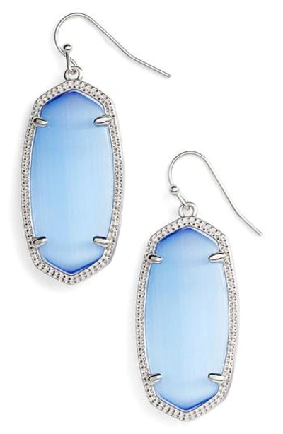 Shop Kendra Scott Elle Drop Earrings In Periwinkle Cats Eye/ Silver