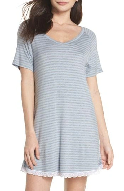 Shop Honeydew Intimates Honeydew Lace Trim Sleep Shirt In Dawn Stripe
