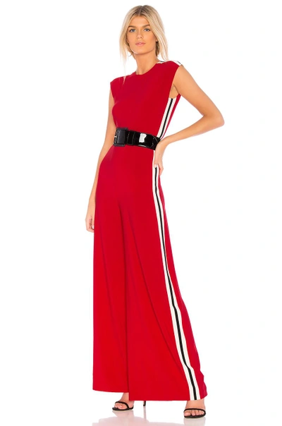 Shop Norma Kamali Side Stripe Jumpsuit In Red