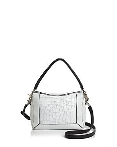 Shop Botkier Barrow Embossed Leather Crossbody In Chalk Crocodile White/silver