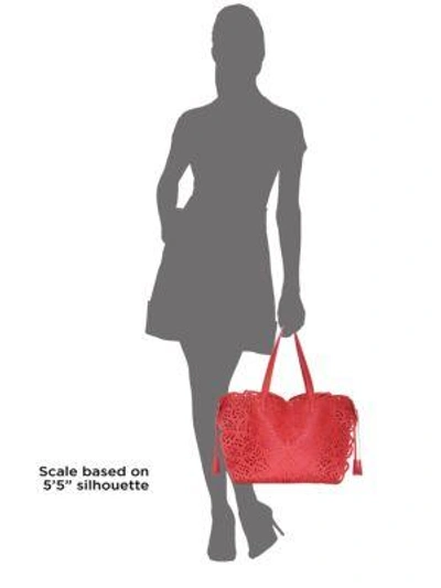 Shop Sophia Webster Liara Lasercut Leather Tote In Ruby