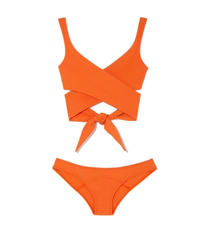 Shop Lisa Marie Fernandez Marie-louise Crepe Bikini In Orange