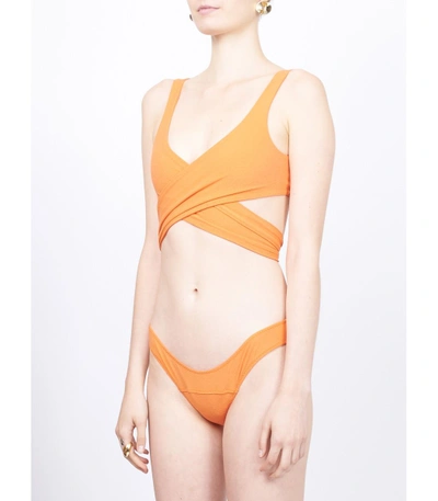 Shop Lisa Marie Fernandez Marie-louise Crepe Bikini In Orange